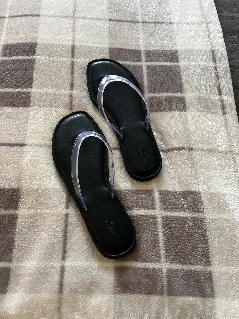 Clear Strap Black Flip Flop Sandals - Women